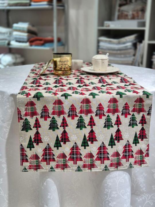 Ранер новорічний (Ялинки кольорові, 40х140)